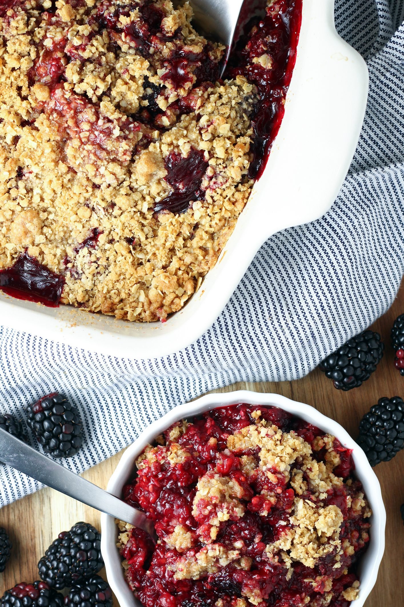 Warm Spiced Blackberry Crisp Under Golden Oats