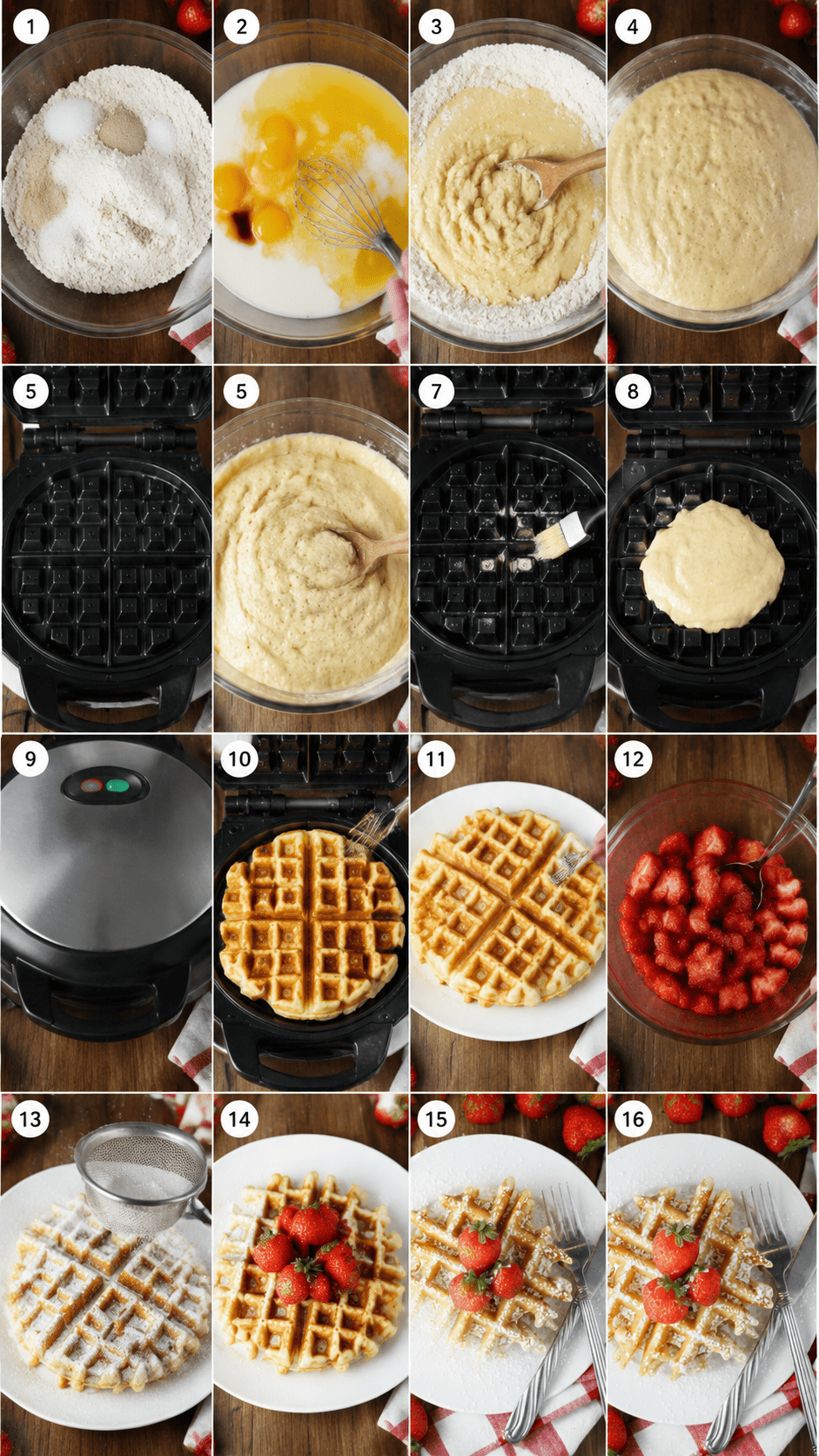 Overnight Yeast Waffles Topped With Macerated Strawberries ingredients