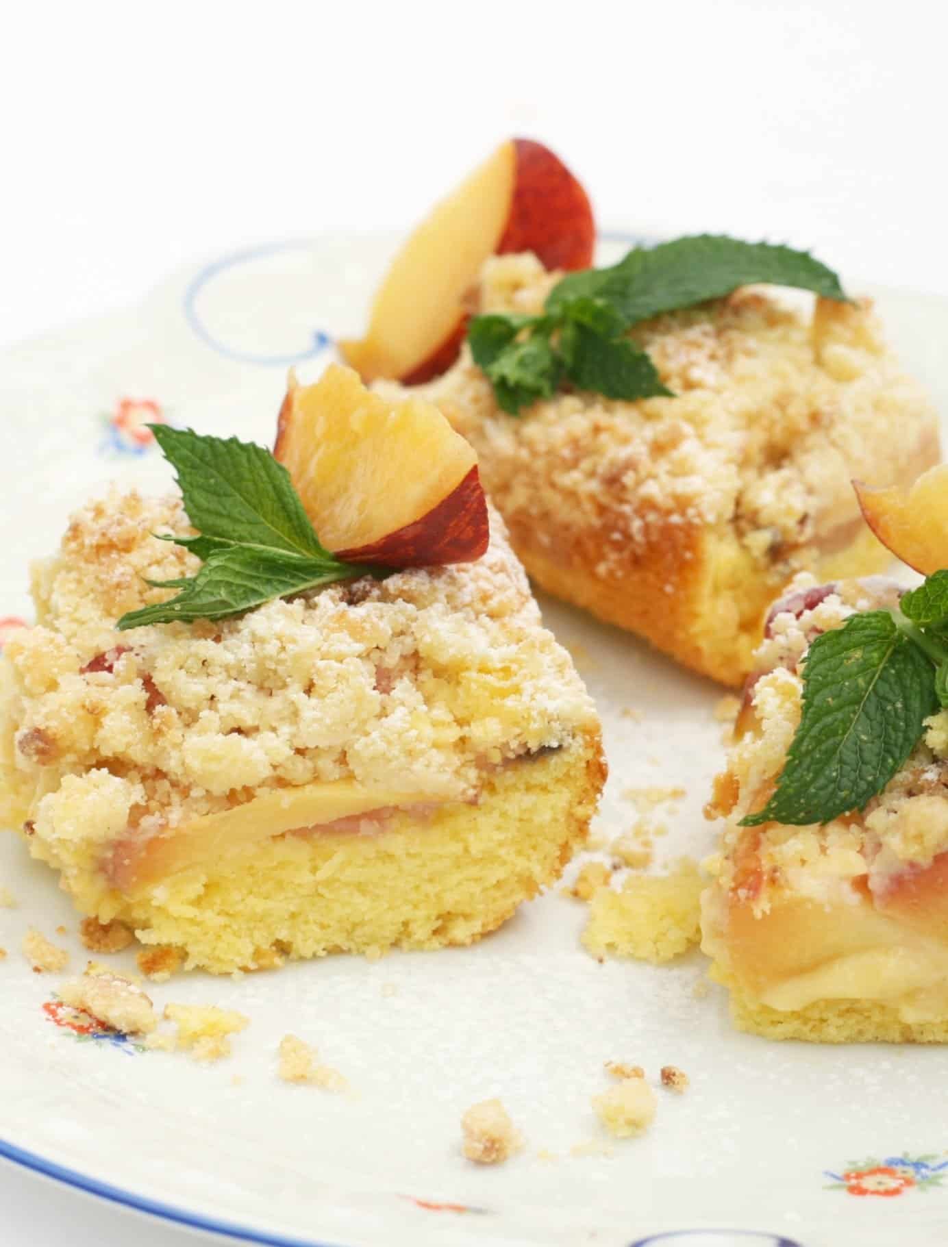 Luscious Summer Peach Cheesecake on Toasted Almond Base