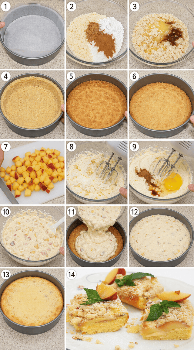 Luscious Summer Peach Cheesecake on Toasted Almond Base ingredients