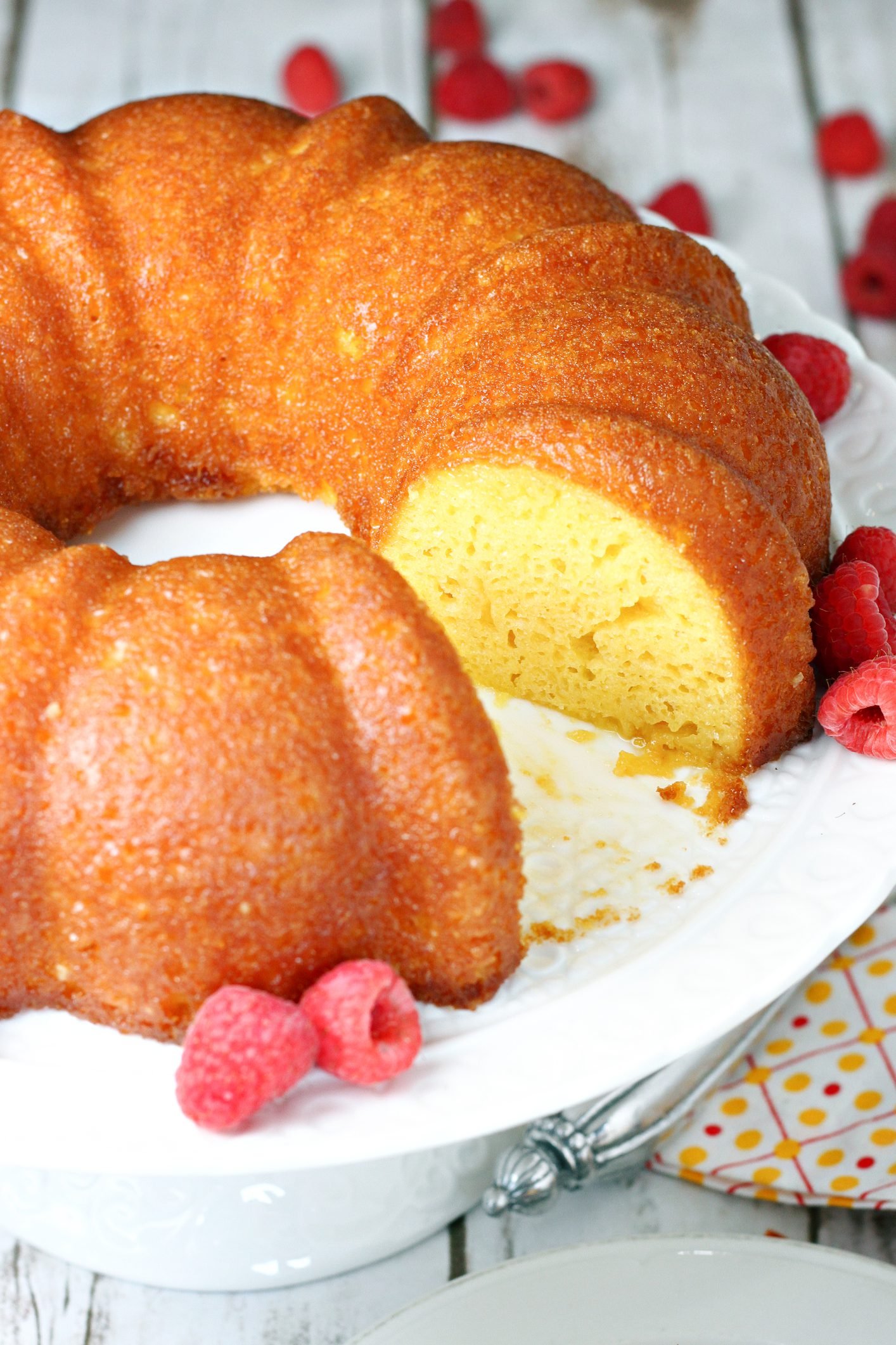 Raspberry Sour Cream Butter Cake With Tangy Glaze