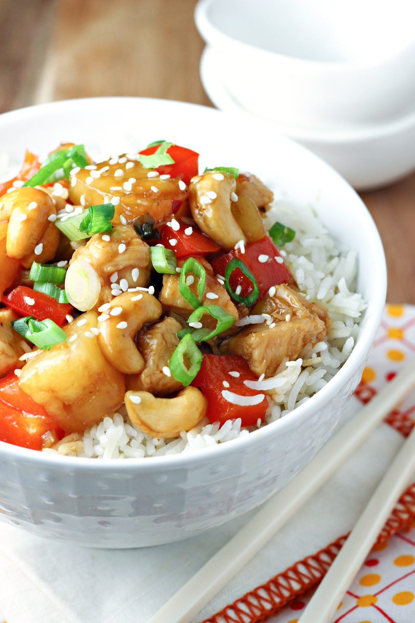 Pineapple Cashew Chicken Sizzled Over Jasmine Rice