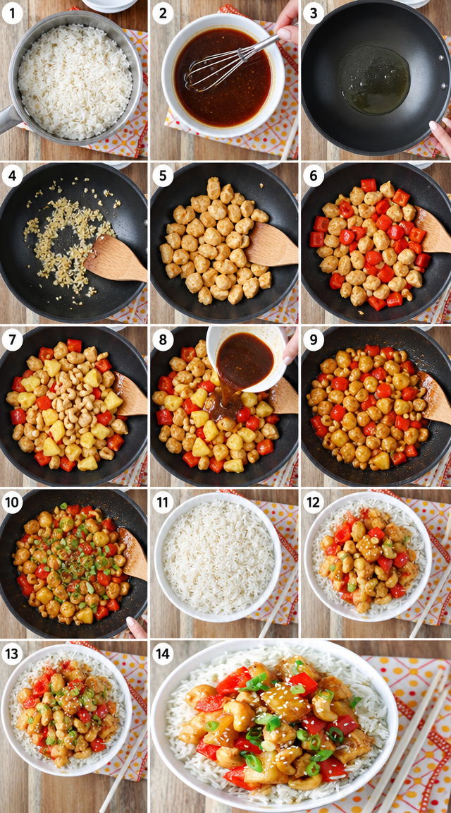 Pineapple Cashew Chicken Sizzled Over Jasmine Rice ingredients