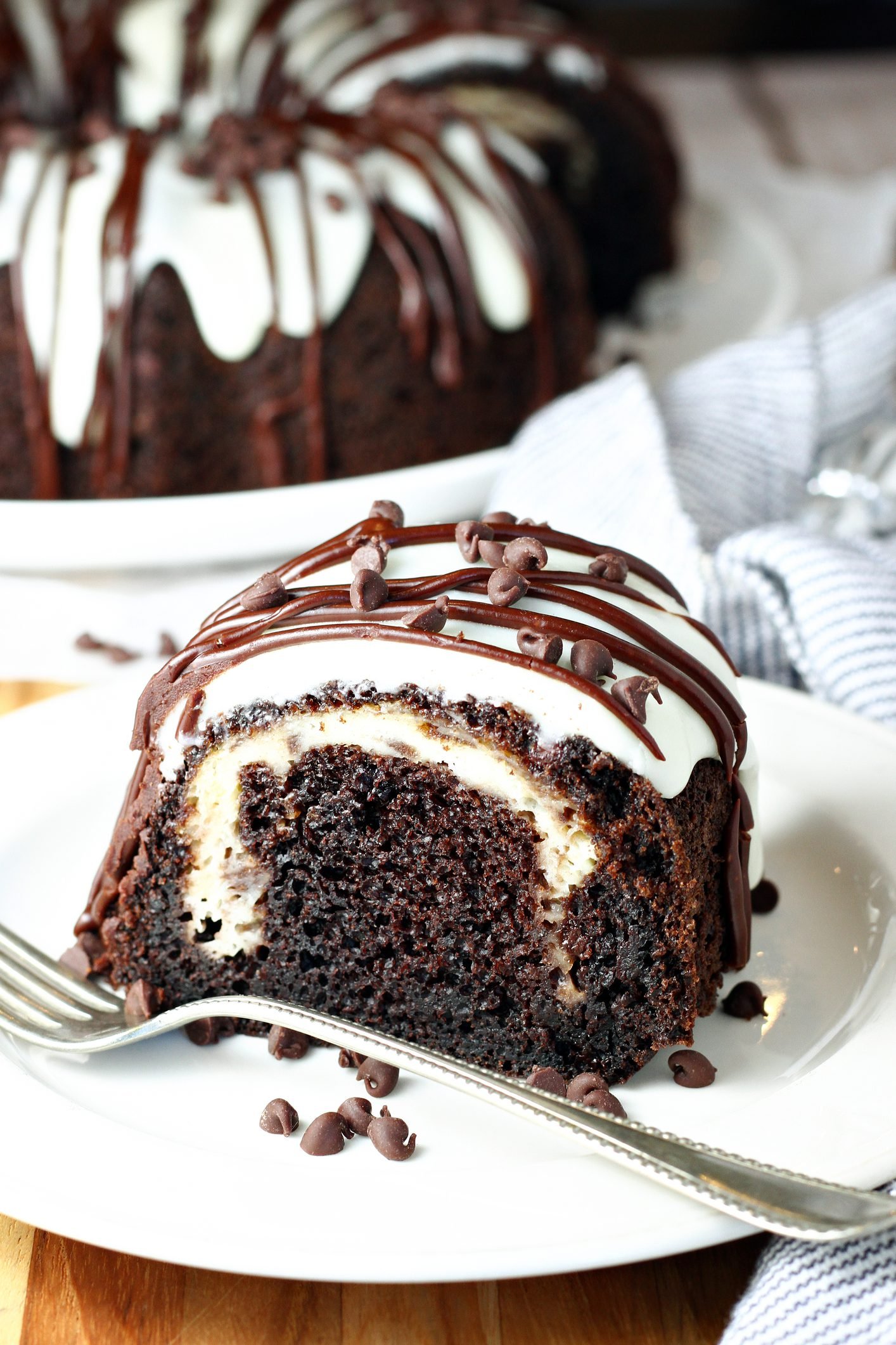 Fudgy Dark Chocolate Coffee Bundt Drizzled With Ganache
