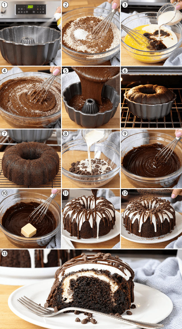 Fudgy Dark Chocolate Coffee Bundt Drizzled With Ganache ingredients