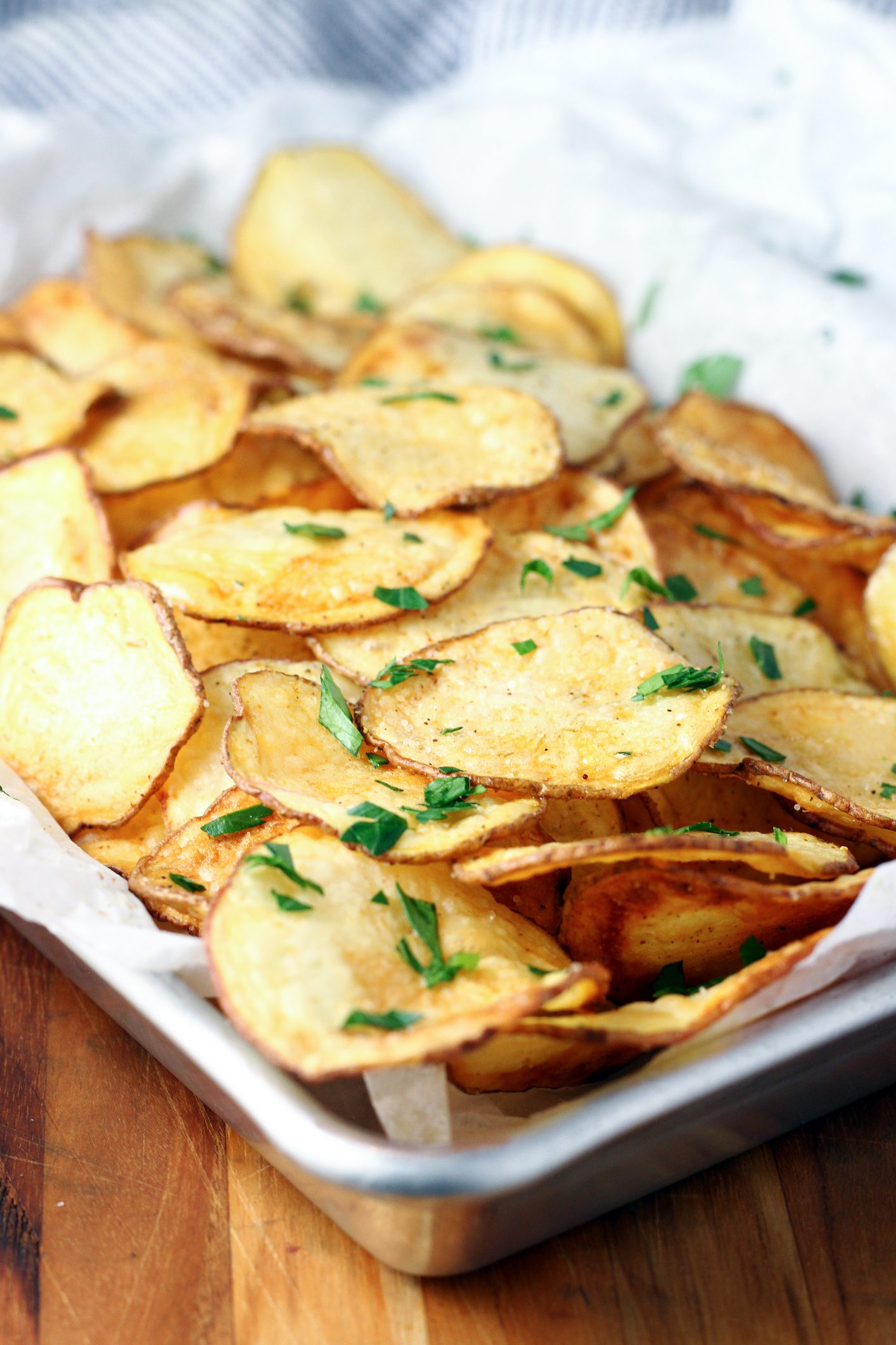 Twice Fried Parmesan Herb Potato Chips Recipe