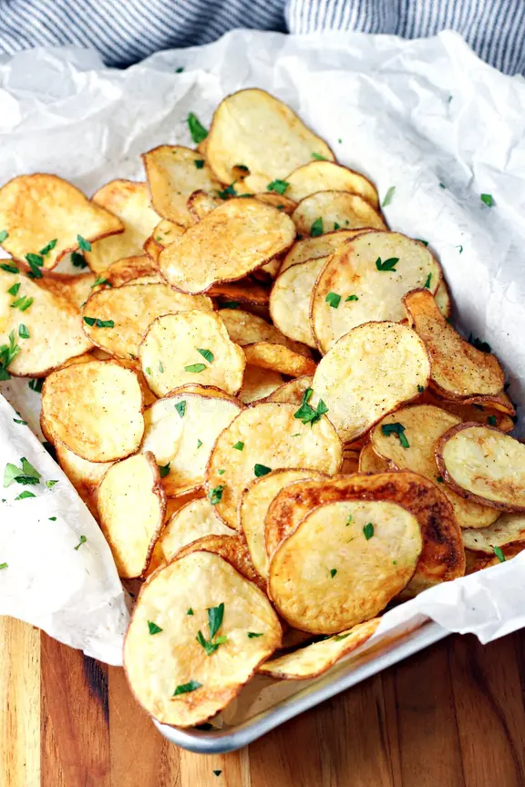 Twice Fried Parmesan Herb Potato Chips Recipe