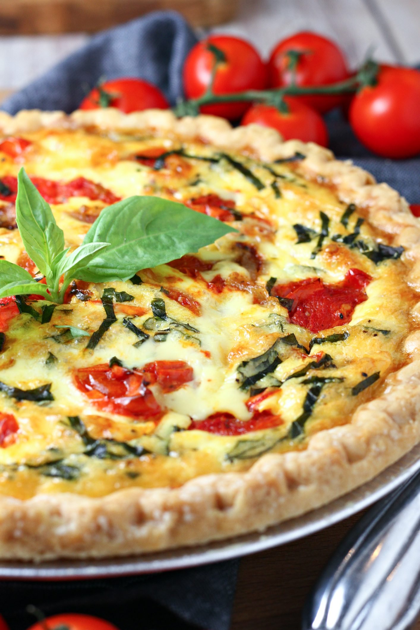 Savory Summer Quiche Featuring Tomatoes Basil and Butter