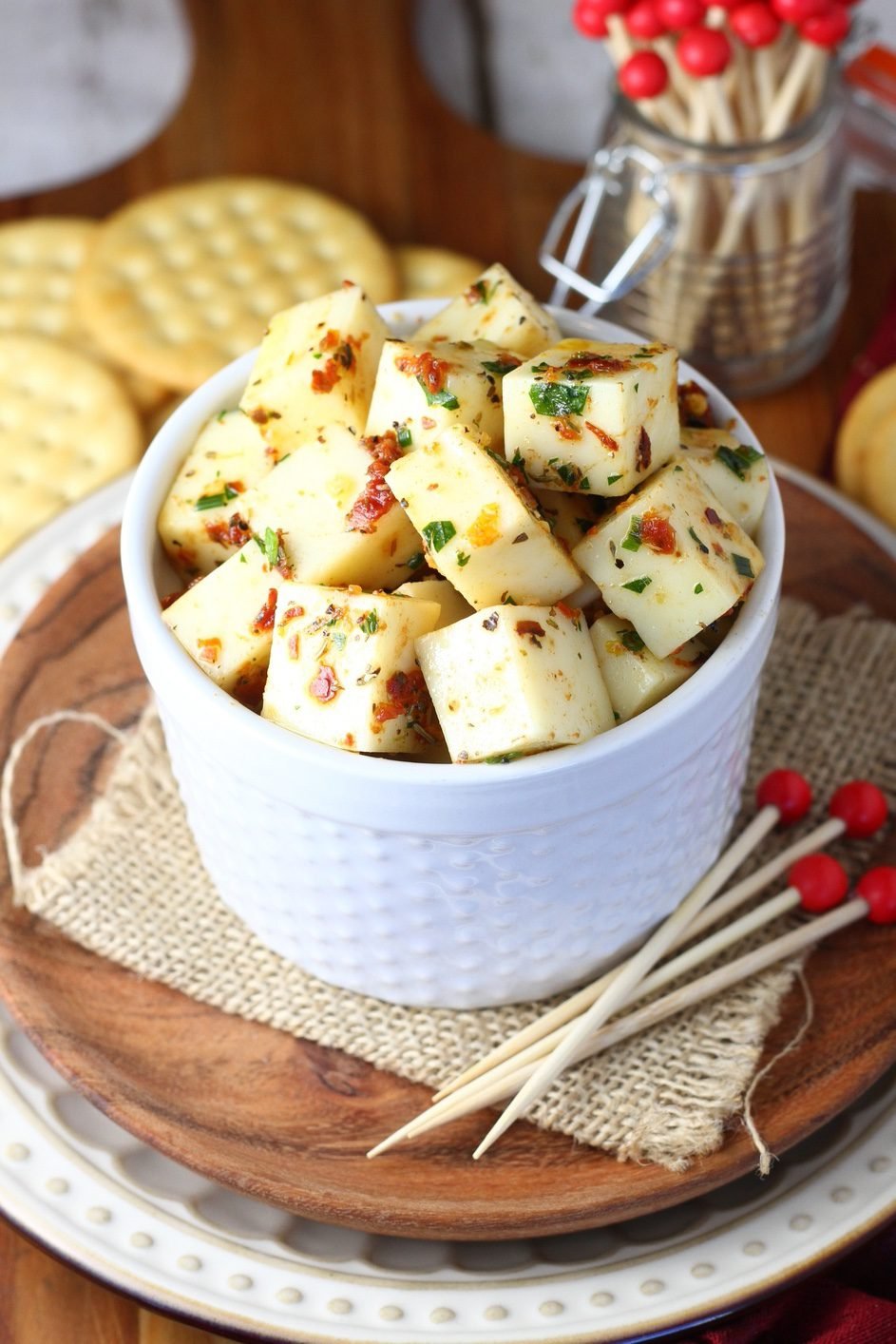 Tender Mozzarella Bites Soaking in Bright Lemon Oil