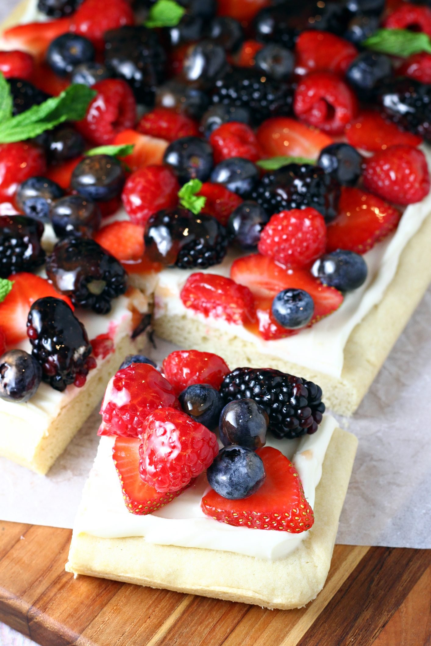 Honey Cream Fruit Pizza Topped With Fresh Berries