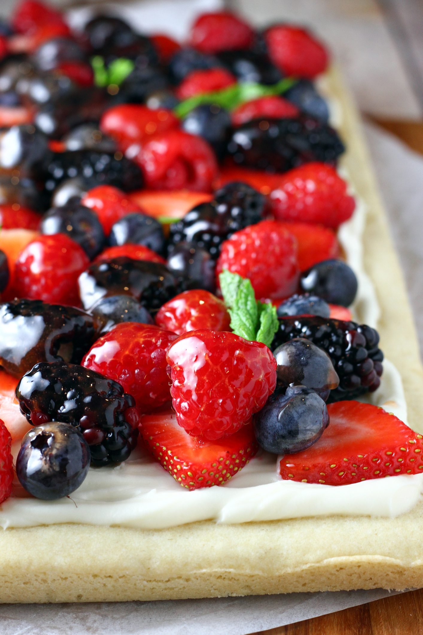 Honey Cream Fruit Pizza Topped With Fresh Berries