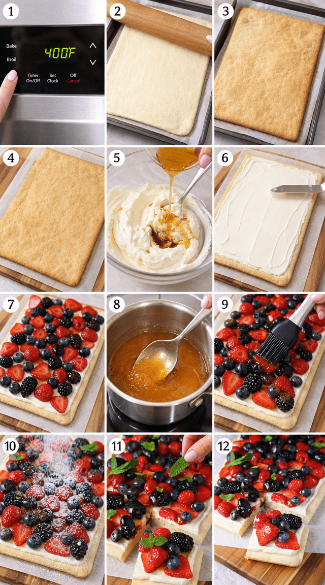 Honey Cream Fruit Pizza Topped With Fresh Berries ingredients
