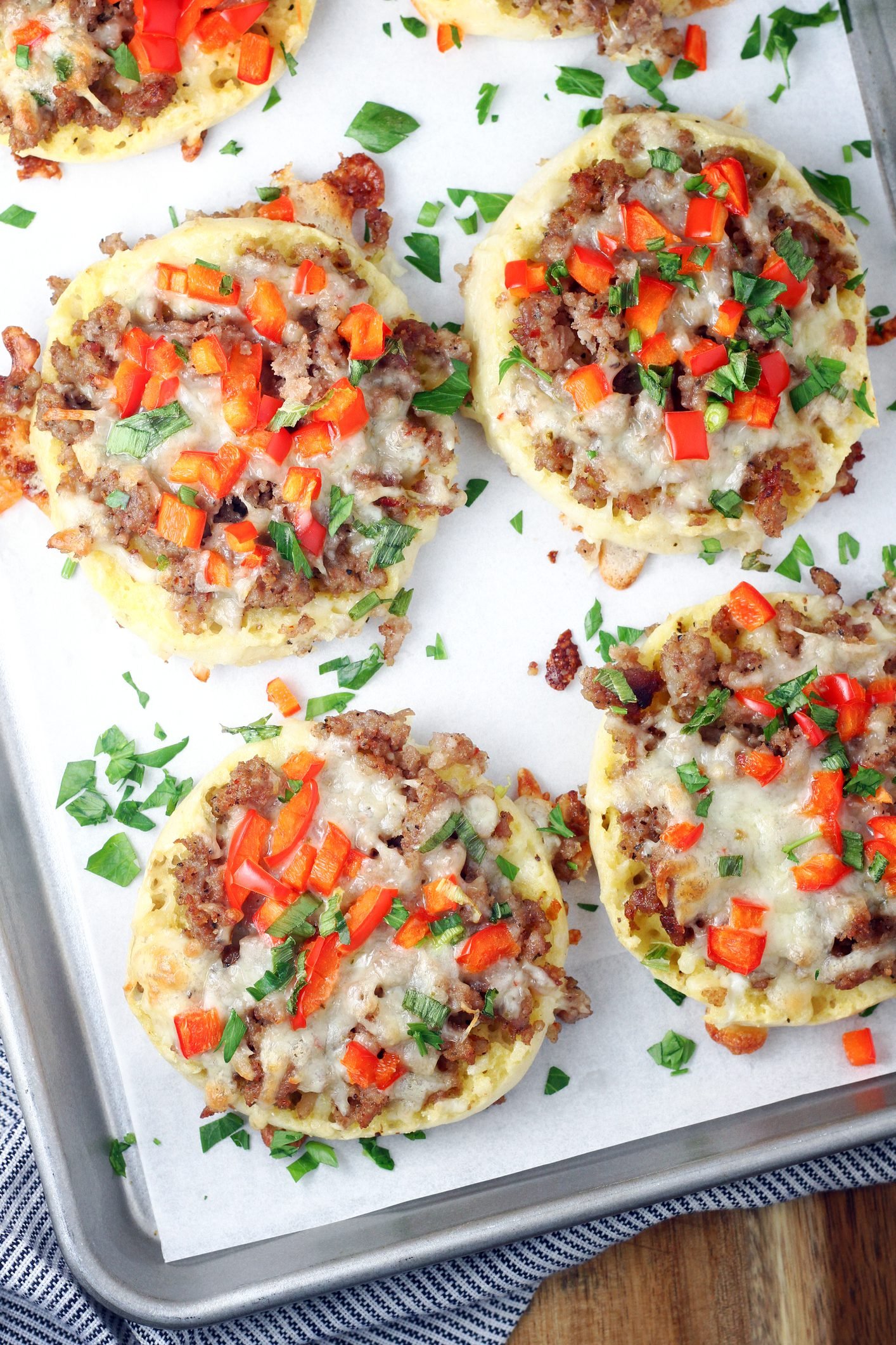 Cheesy Egg Bacon English Muffin Breakfast Melts