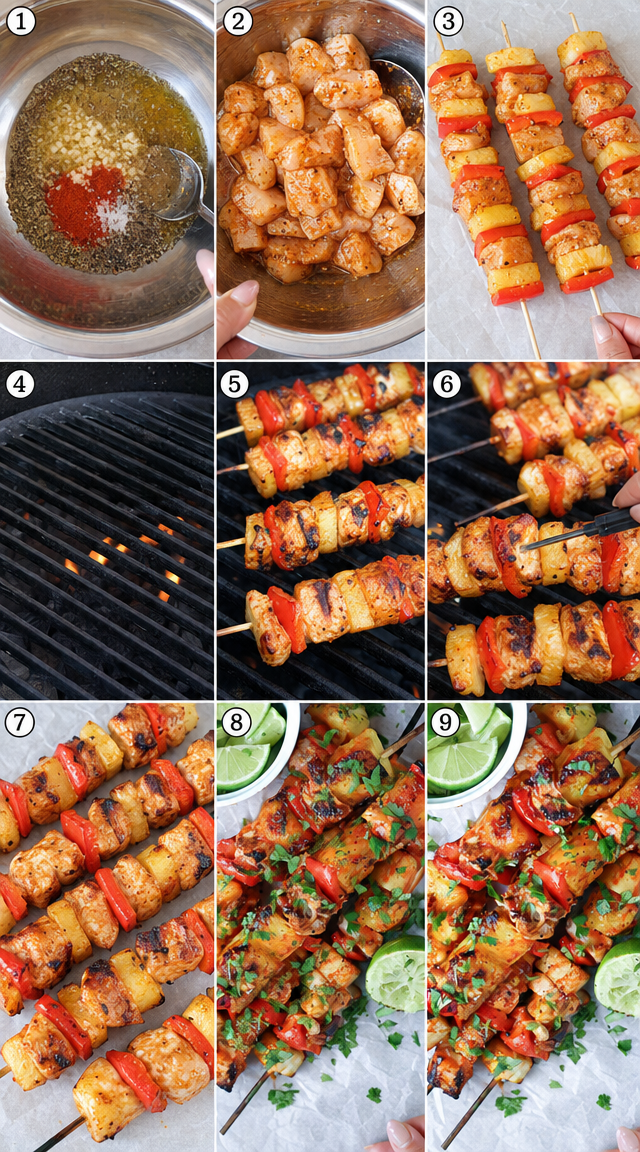 Charred Chicken Skewers With Vibrant Roasted Peppers ingredients