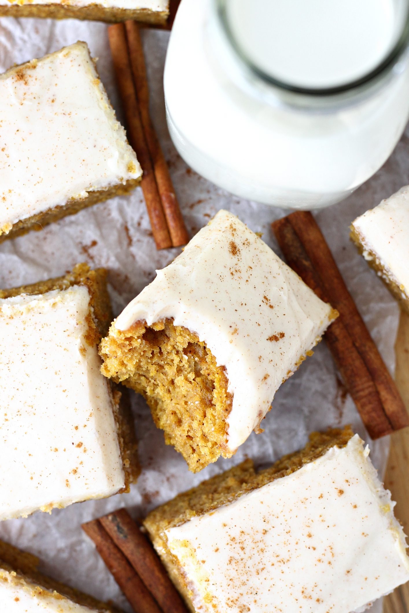 Spiced Pumpkin Bars With Creamy Frosting