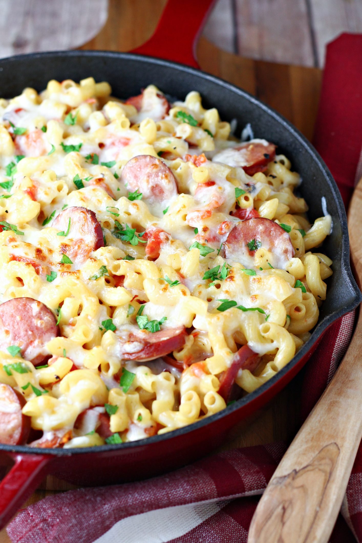 Smoky Sausage Pasta Simmered in Velvety Tomato