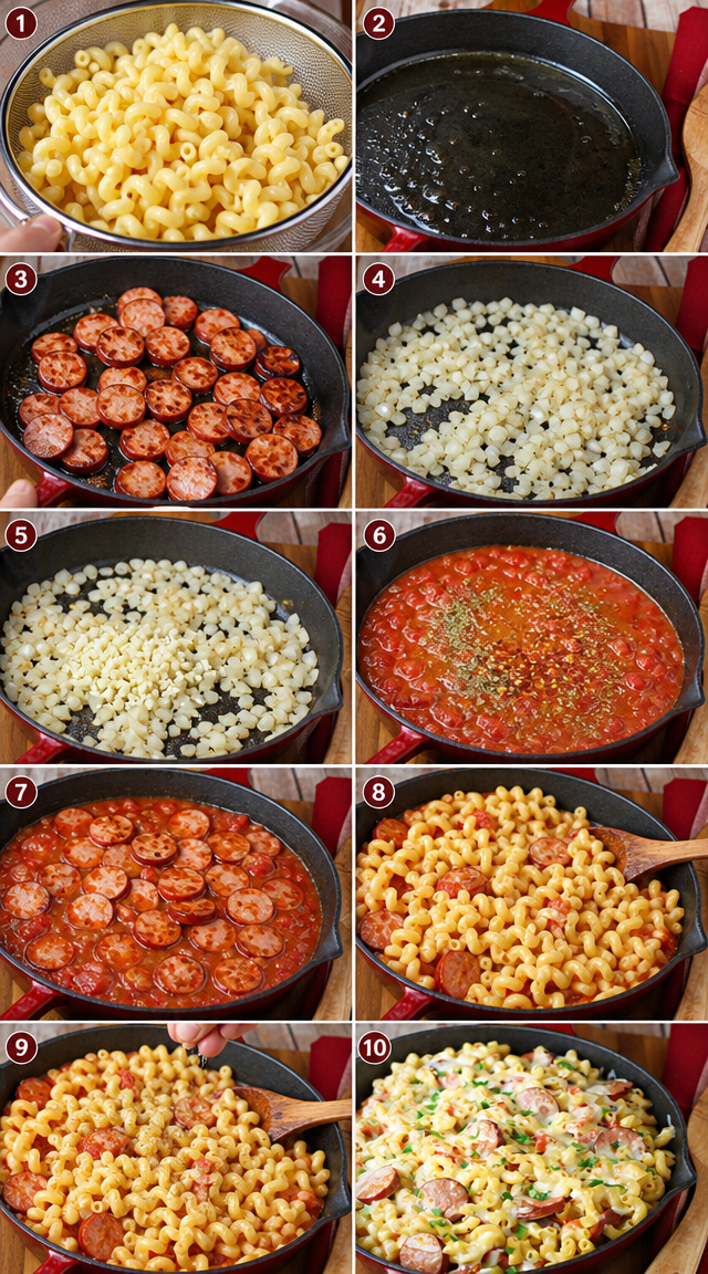 Smoky Sausage Pasta Simmered in Velvety Tomato ingredients