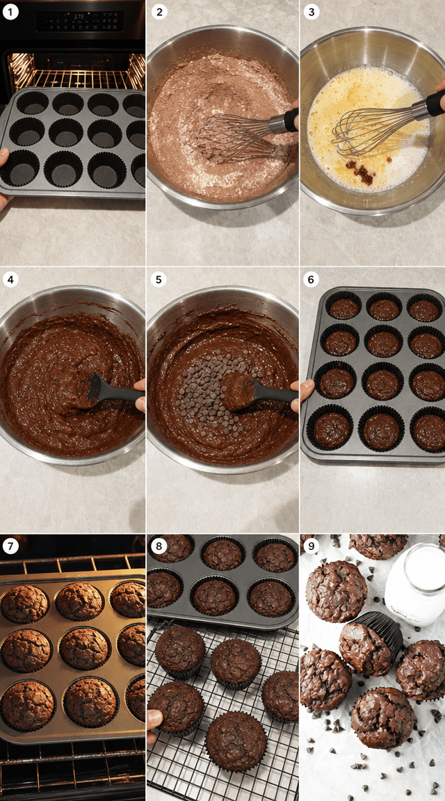 Baking Fudgy Chocolate Muffins for Milk Lovers ingredients