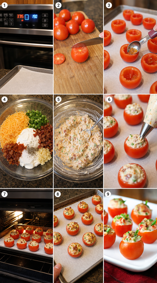 Stuffed Cherry Tomatoes Loaded With Bacon And Cheese ingredients