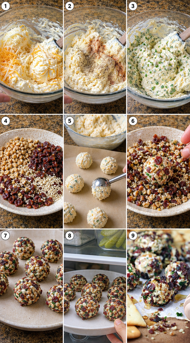 Miniature Cheeseballs Rolled in Smoky Bacon Pecan Coating ingredients
