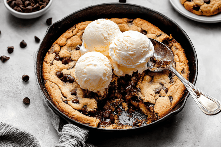 Warm Chocolate Chip Cookie Skillet with Ice Cream